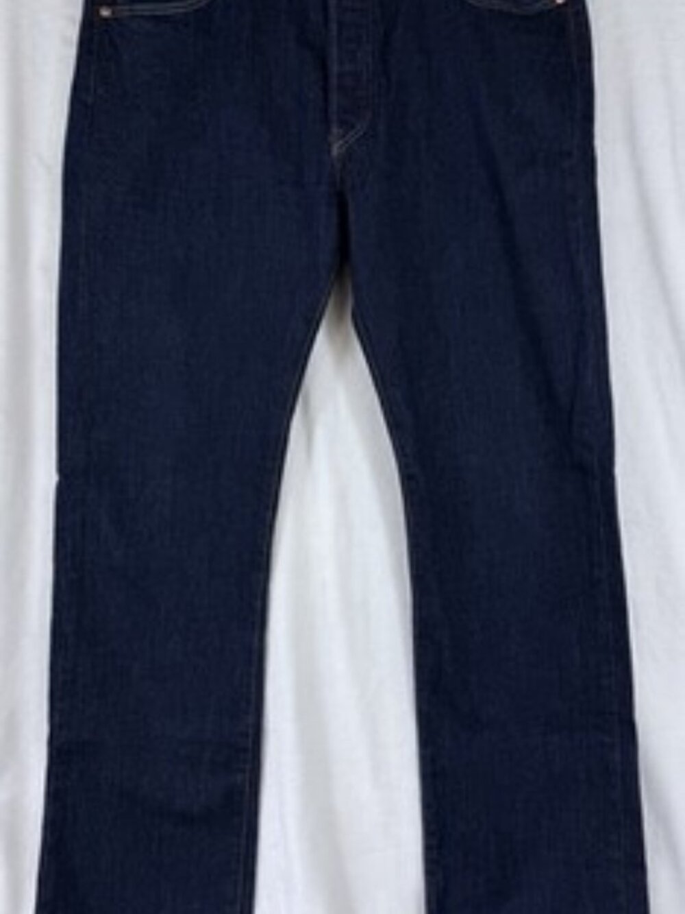 Levis 501 Jeans Mens Button Fly 36x34 Blue Stretch Straight Leg